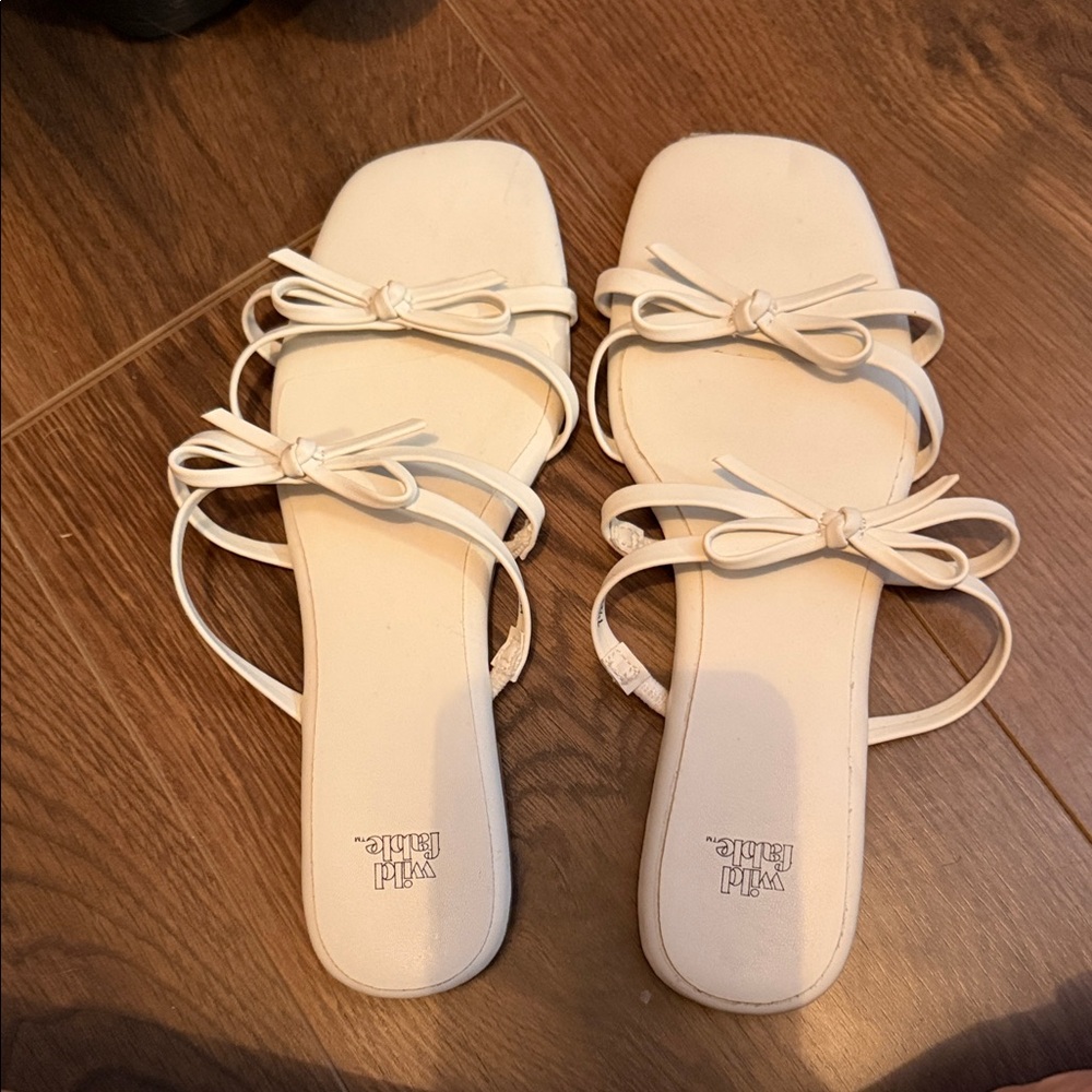 wild fable White Bow-Strap Slide Sandals